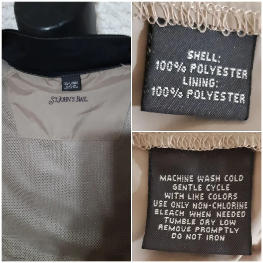 St Johns Bay Mens Jacket XXL B15 Long Sleeve Spring Weather Neutral Tan